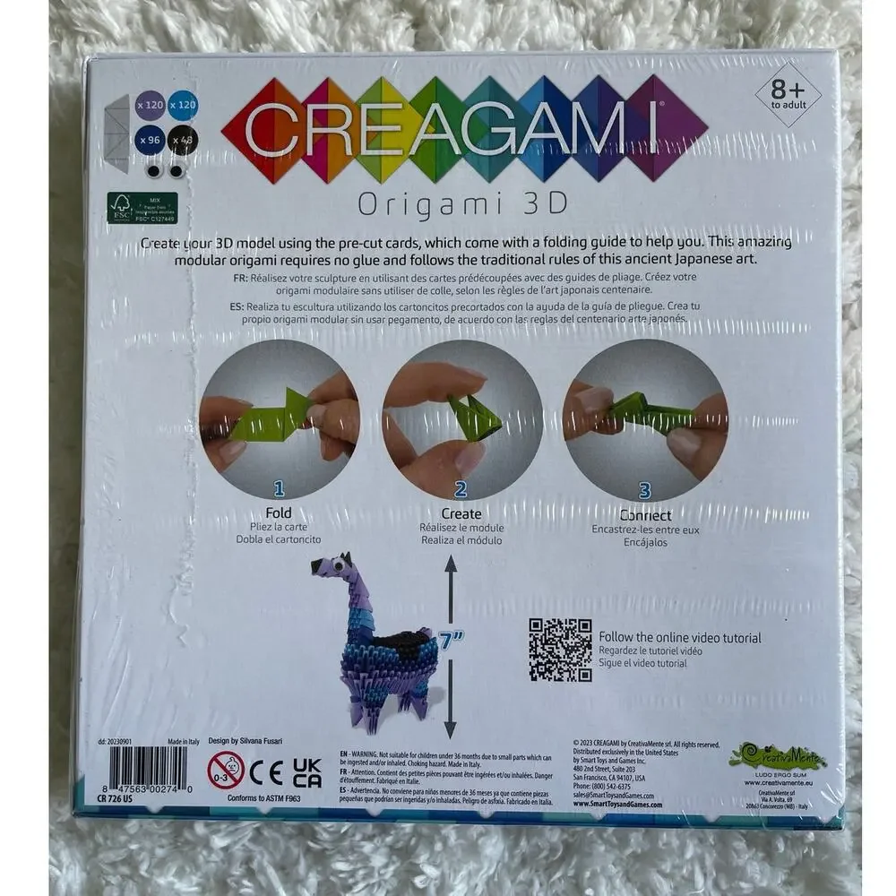 Creagami Origami 3D Paper Sculpture Craft Kit Llama 346 Pcs Brand New in Box
